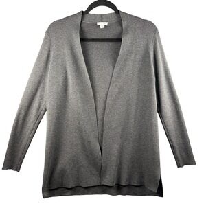 J. Jill Wool Blend Gray Cardigan Sweater Open Front Petite Size S Staple Office